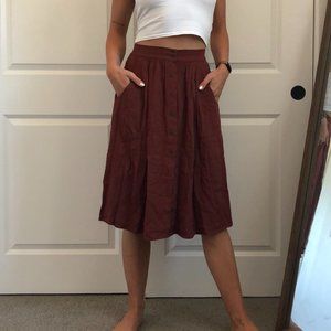 Forever 21 Button Down Midi Skirt With Pockets